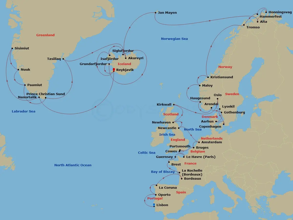 Itinerary schematic diagram