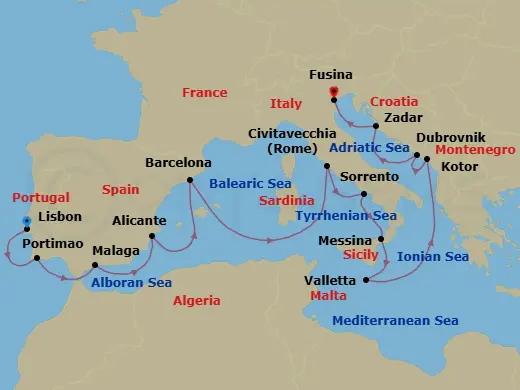 Itinerary schematic diagram