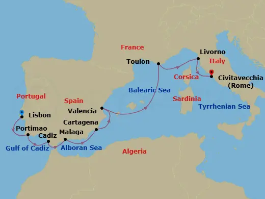 Itinerary schematic diagram