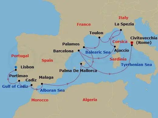 Itinerary schematic diagram