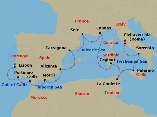 Itinerary schematic diagram