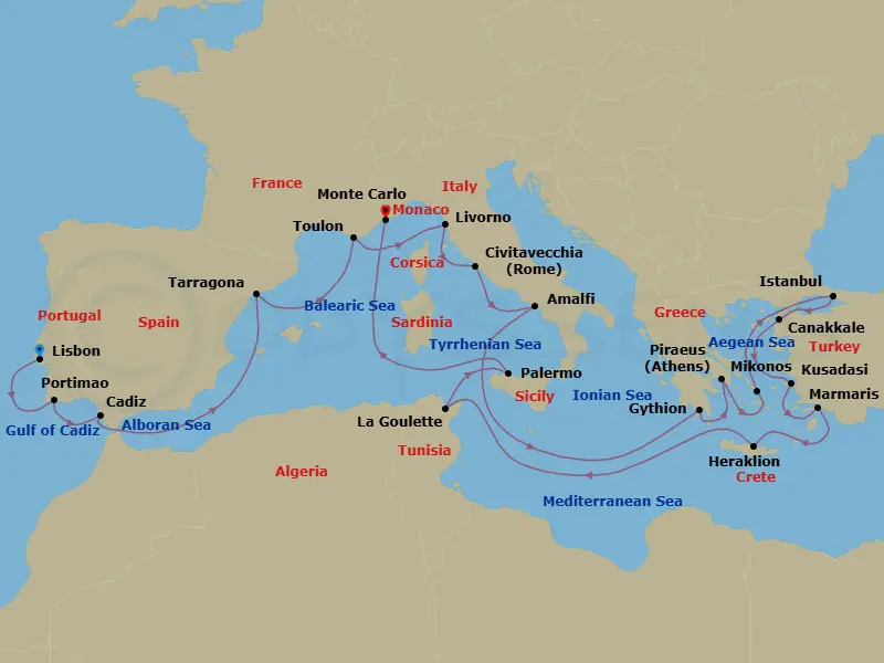 Itinerary schematic diagram
