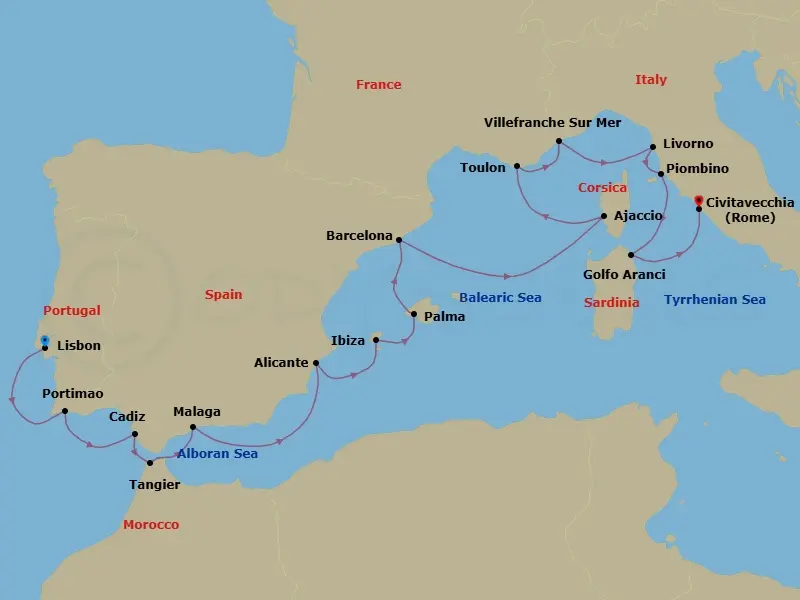 Itinerary schematic diagram