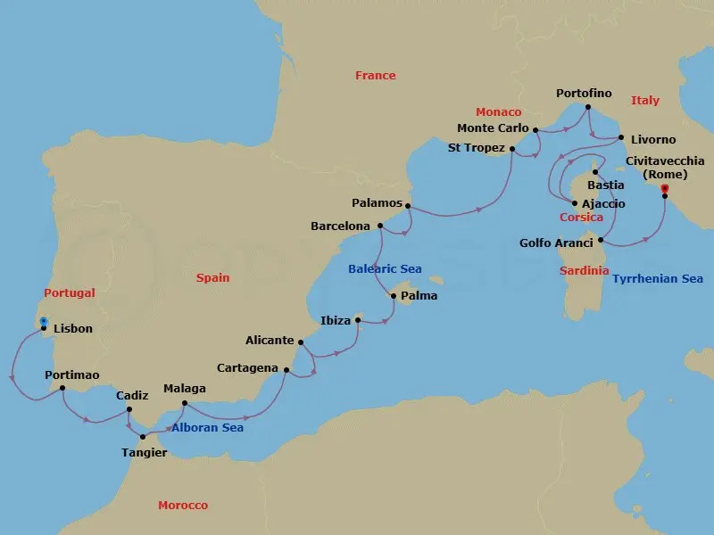 Itinerary schematic diagram