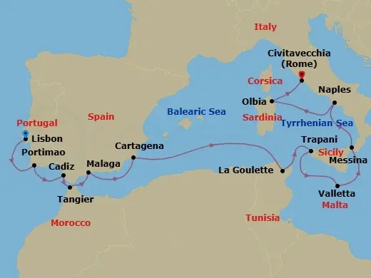Itinerary schematic diagram