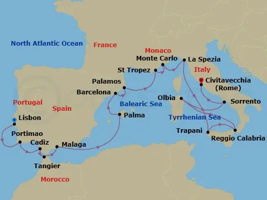Itinerary schematic diagram