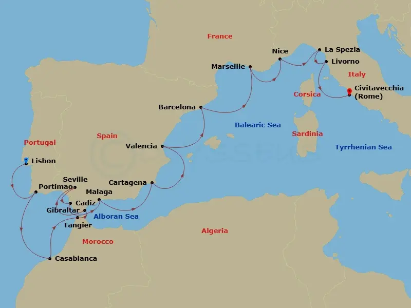 Itinerary schematic diagram