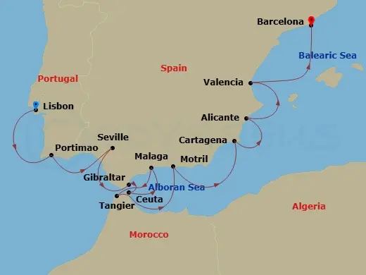 Itinerary schematic diagram