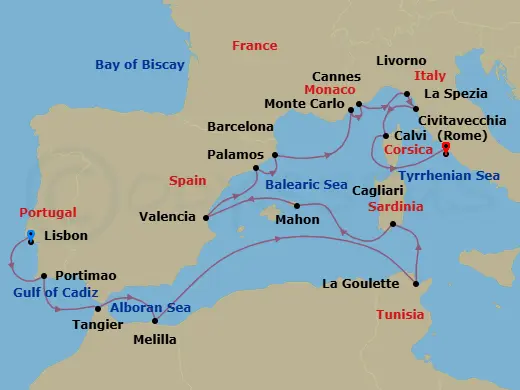 Itinerary schematic diagram