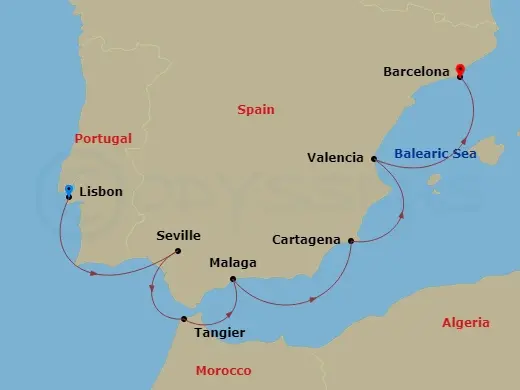Itinerary schematic diagram
