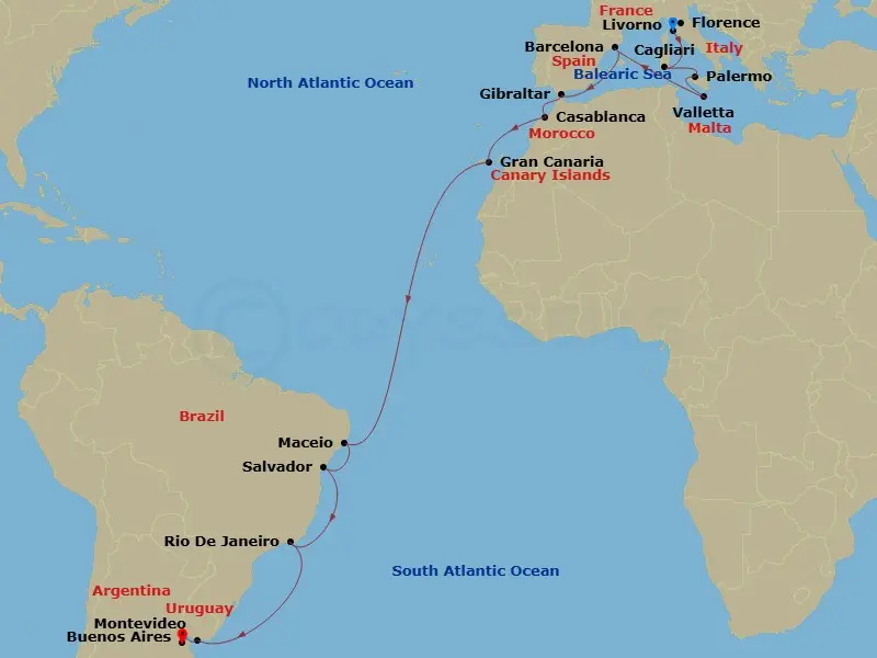 Itinerary schematic diagram