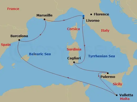Itinerary schematic diagram