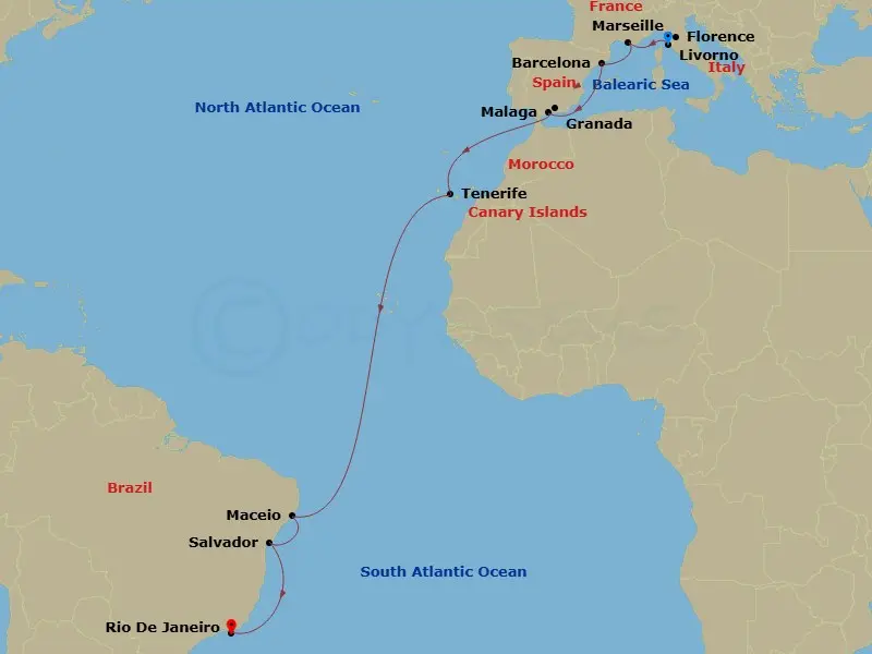 Itinerary schematic diagram