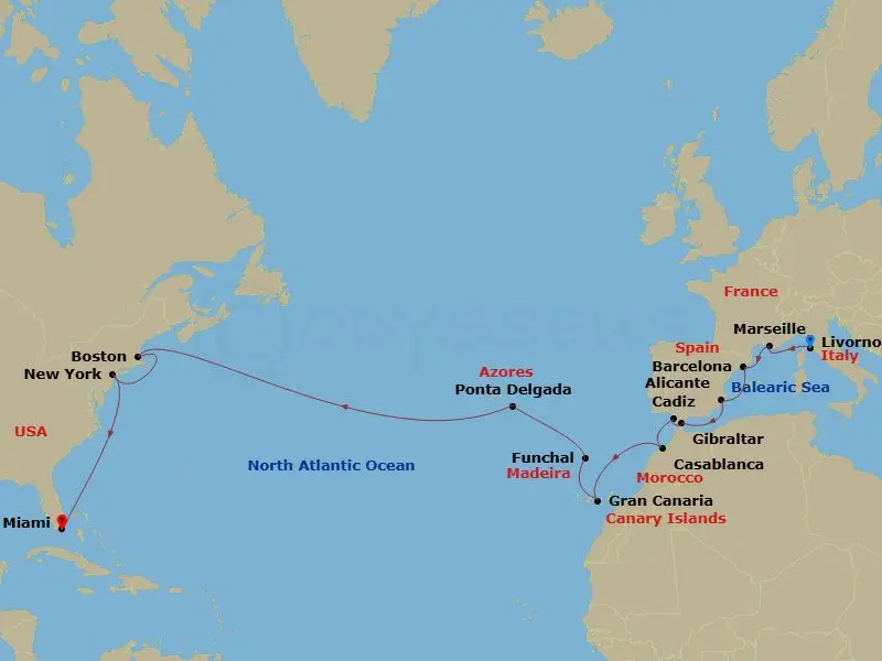 Itinerary schematic diagram