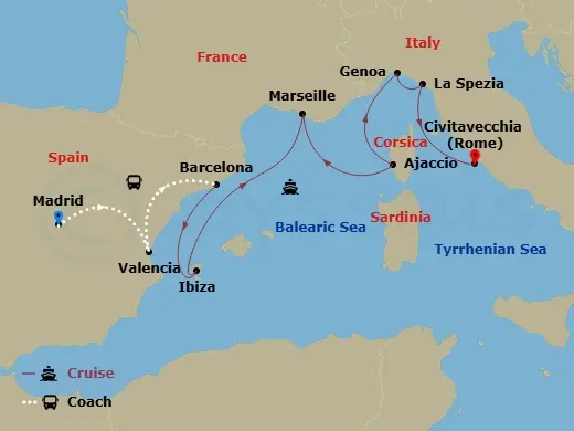 Itinerary schematic diagram