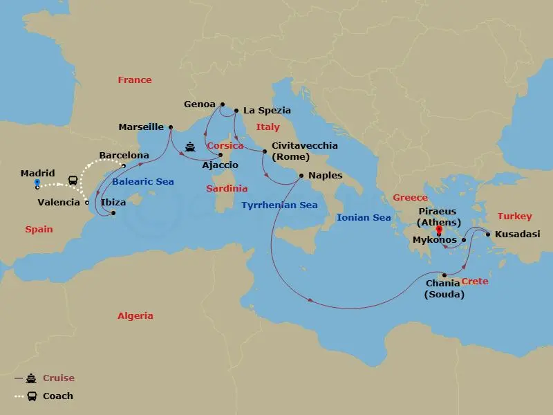 Itinerary schematic diagram