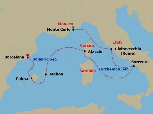 Itinerary schematic diagram