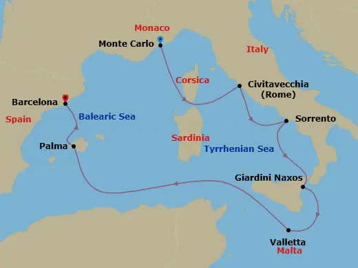 Itinerary schematic diagram