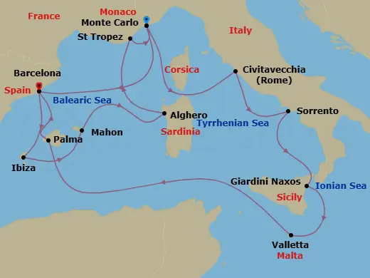 Itinerary schematic diagram