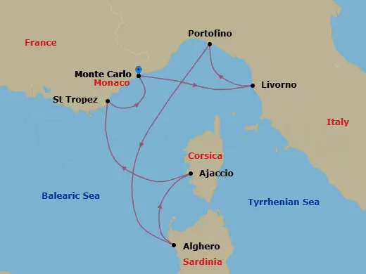 Itinerary schematic diagram