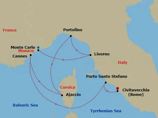 Itinerary schematic diagram