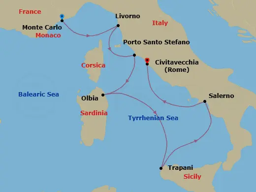 Itinerary schematic diagram
