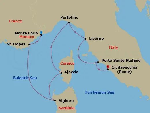 Itinerary schematic diagram