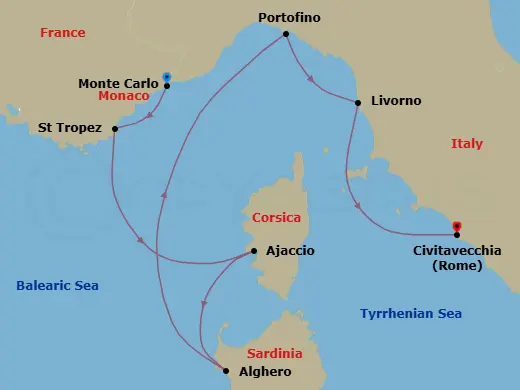 Itinerary schematic diagram