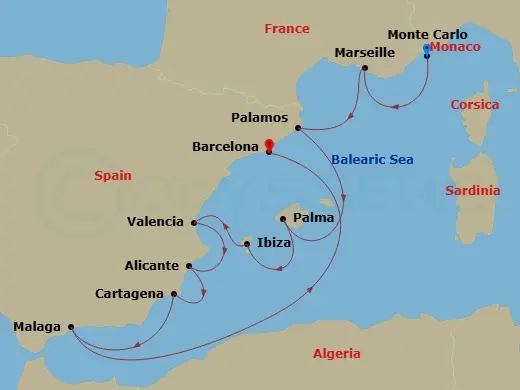 Itinerary schematic diagram