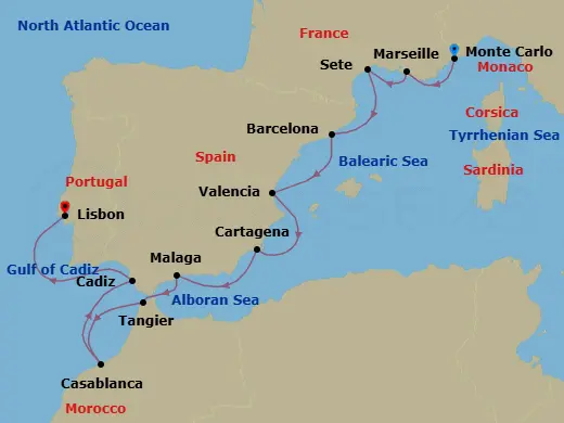 Itinerary schematic diagram