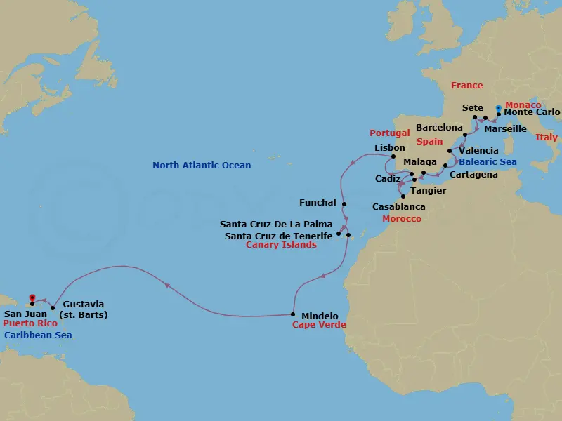 Itinerary schematic diagram