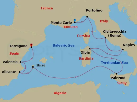 Itinerary schematic diagram