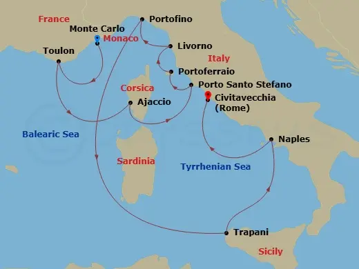 Itinerary schematic diagram