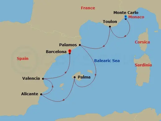 Itinerary schematic diagram