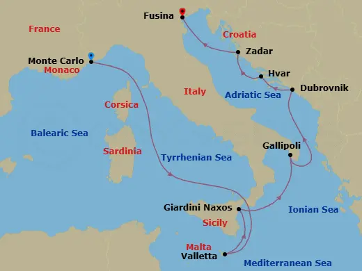Itinerary schematic diagram