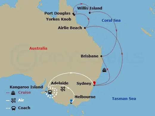 Itinerary schematic diagram