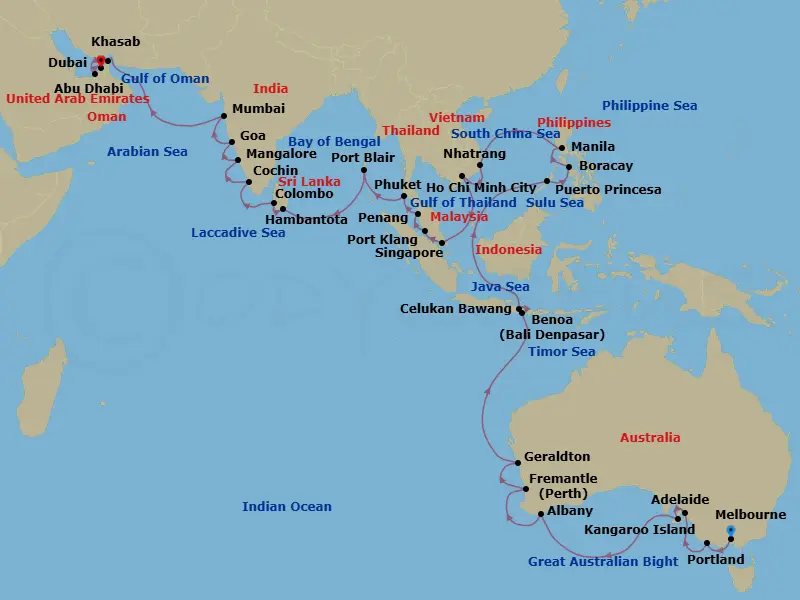 Itinerary schematic diagram