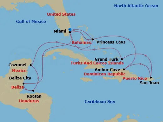 Itinerary schematic diagram