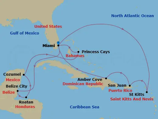 Itinerary schematic diagram