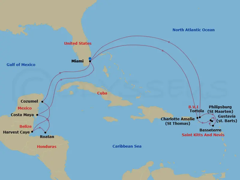 Itinerary schematic diagram