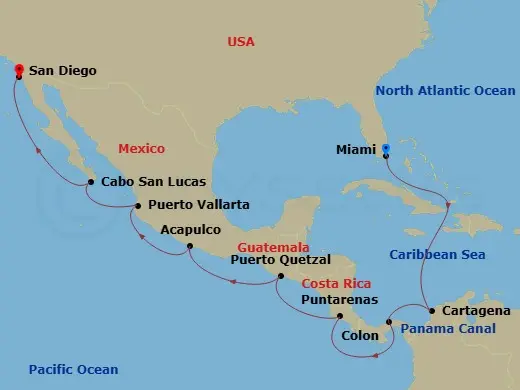 Itinerary schematic diagram