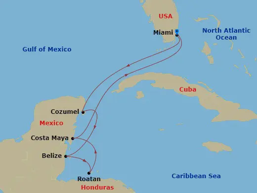 Itinerary schematic diagram