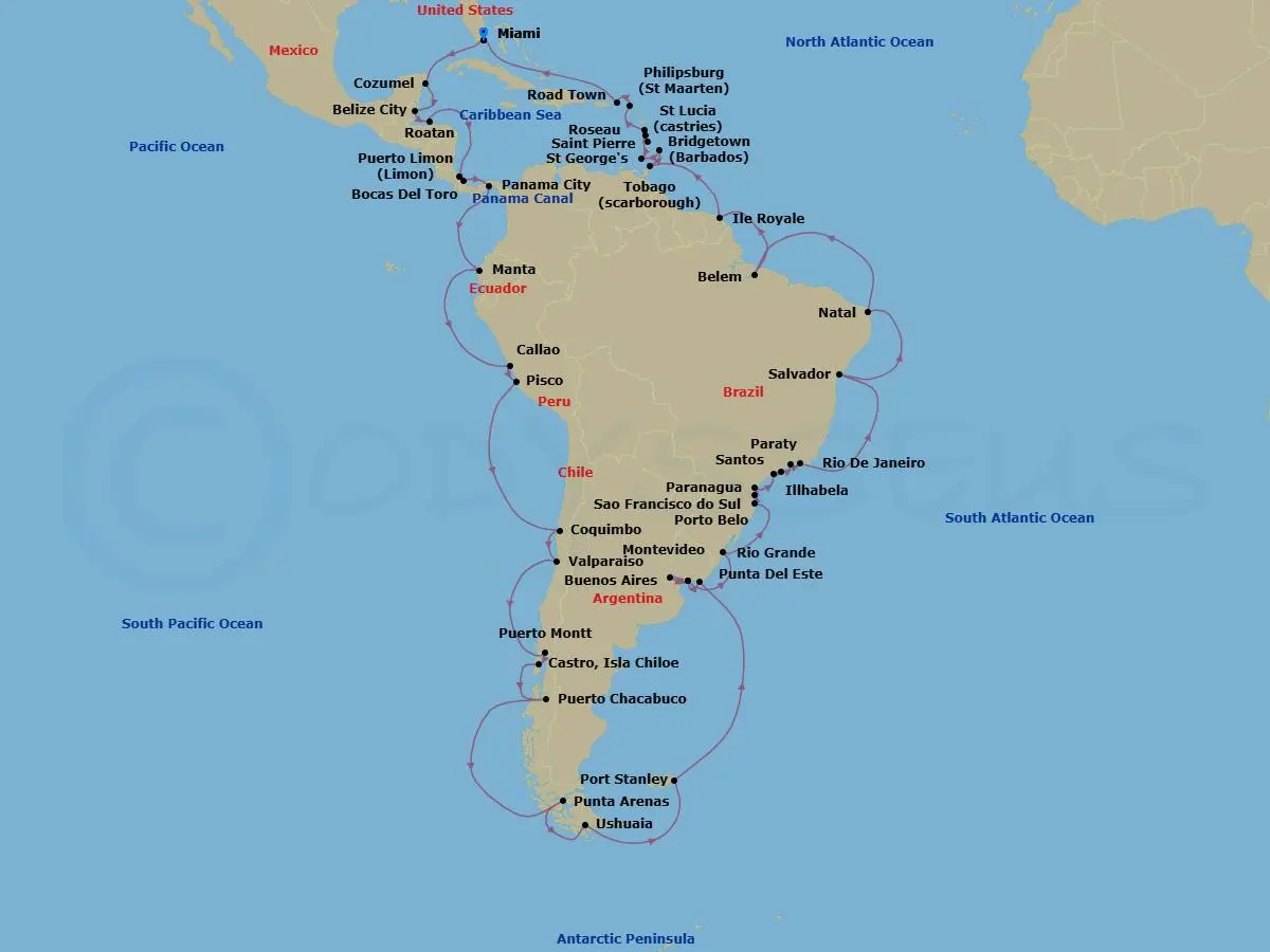 Itinerary schematic diagram