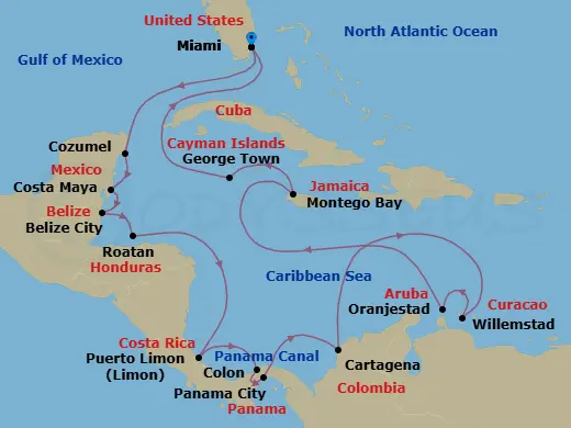 Itinerary schematic diagram