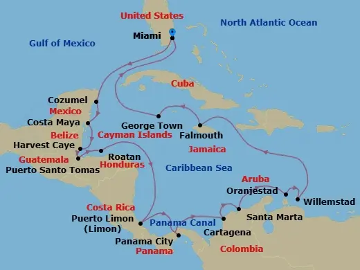 Itinerary schematic diagram