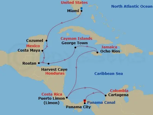 Itinerary schematic diagram