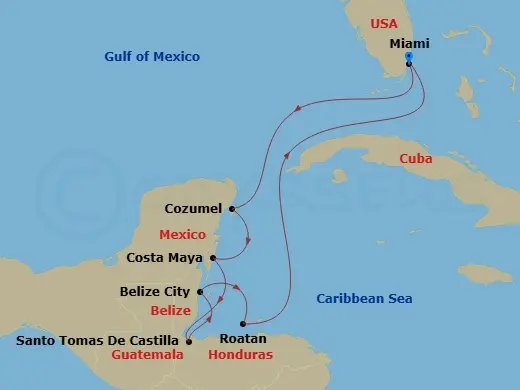 Itinerary schematic diagram