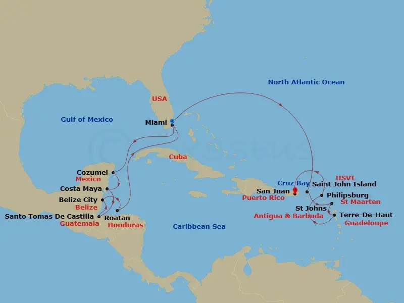 Itinerary schematic diagram