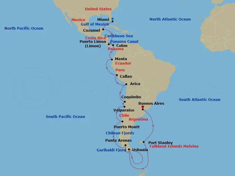 Itinerary schematic diagram