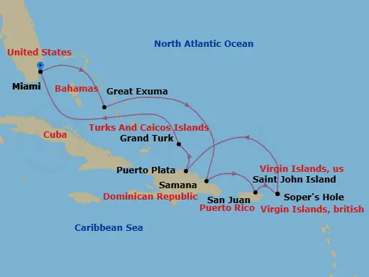 Itinerary schematic diagram